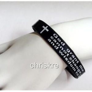 Serenity Prayer Bracelet Silicone Band Black
